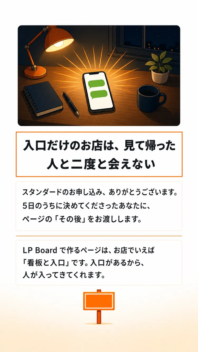 入口だけのお店は、見て帰った人と二度と会えない