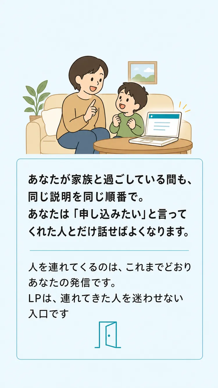 家族と過ごしている間も、ページが説明する