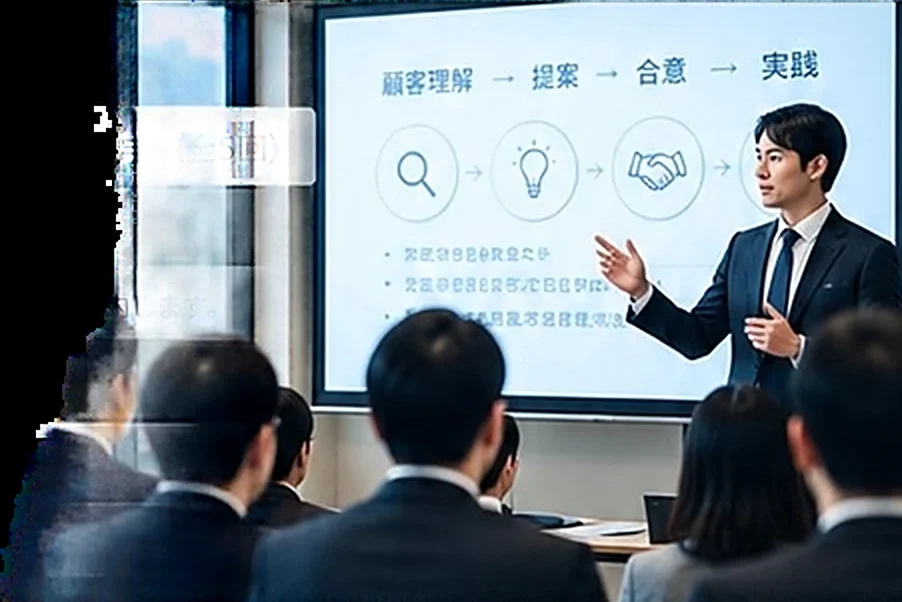 スクリーンを使って提案する様子